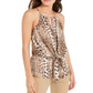 INC International Concepts Feminino Estampa de Cobra Amarrada Frente Halter Marrom Tamanho P