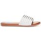 Sandálias femininas Steve Madden em couro com tachas Farryn Sandal, brancas, tamanho 8 M