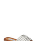 Sandálias femininas Steve Madden em couro com tachas Farryn Sandal, brancas, tamanho 8 M