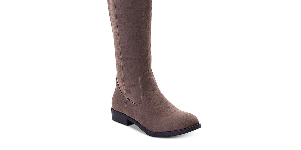 Botas de montaria femininas Hayley Faux Suede com zíper, estilo &amp; Co, marrom, tamanho 6,5 M
