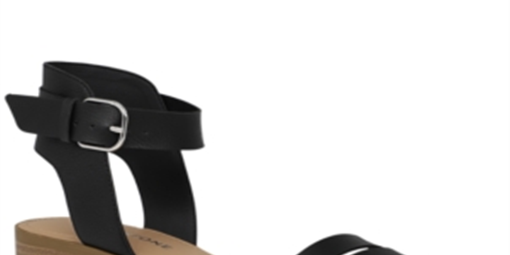 Sandálias femininas Sun Stone Alectap com tira no tornozelo e salto alto, pretas, tamanho 6,5