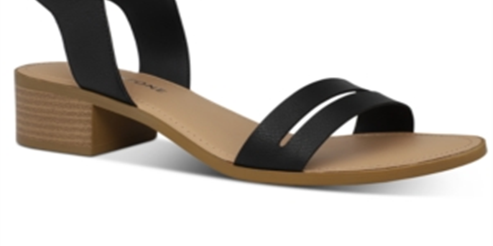 Sandálias femininas Sun Stone Alectap com tira no tornozelo e salto alto, pretas, tamanho 6,5