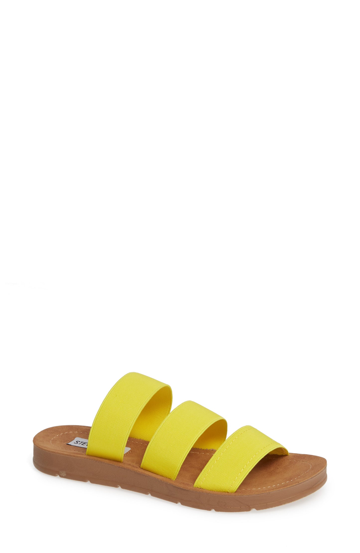 Sandálias rasteiras femininas Pascale Steve Madden, amarelas, tamanho 7,5 M