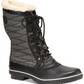 Botas de neve femininas JBU com plataforma, acabamento em pele, resistentes à água, acolchoadas, Lorna, bico redondo, salto bloco, cadarço, pretas, tamanho 8