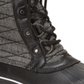 Botas de neve femininas JBU com plataforma, acabamento em pele, resistentes à água, acolchoadas, Lorna, bico redondo, salto bloco, cadarço, pretas, tamanho 8