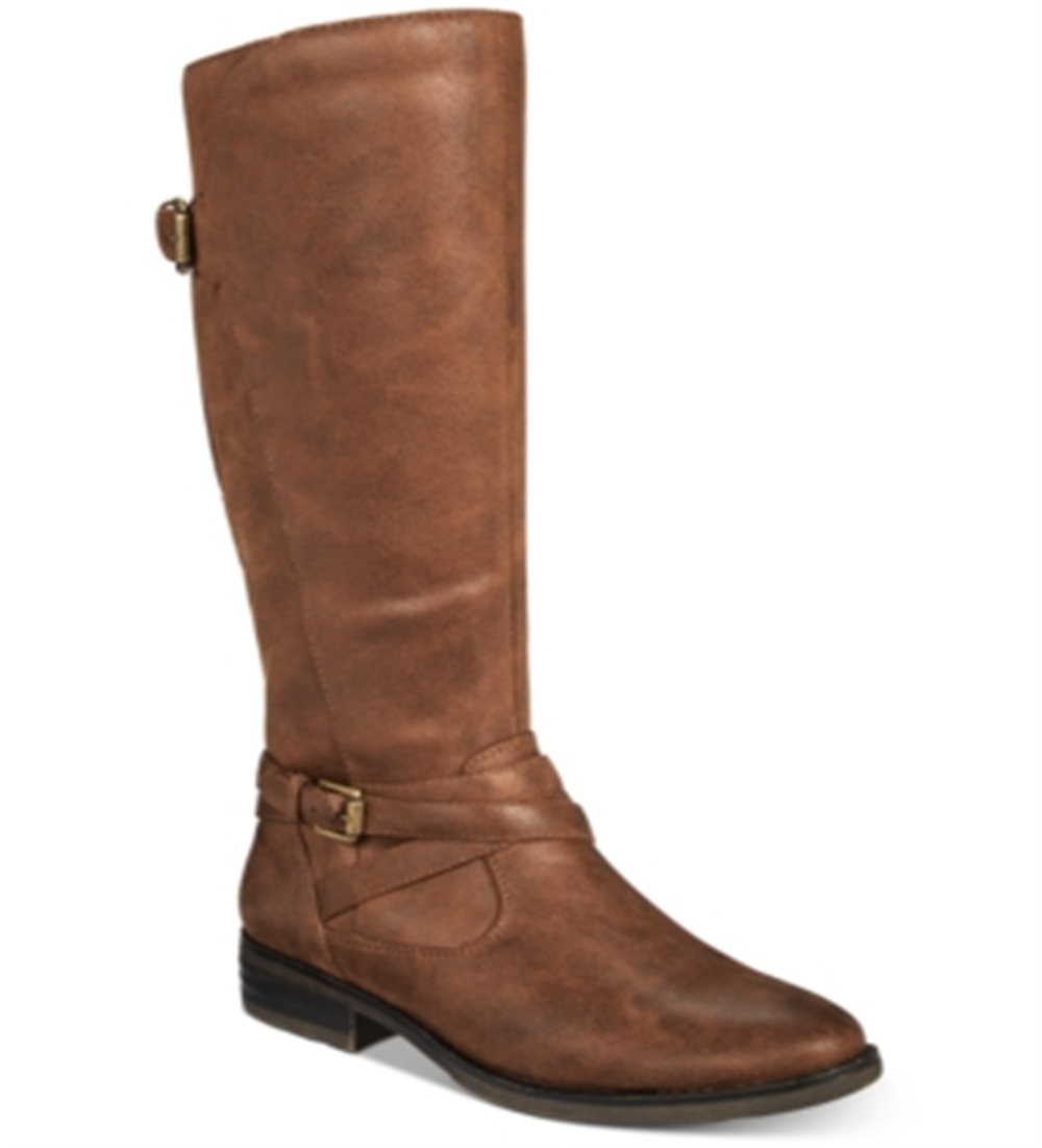 Botas de montaria altas Baretraps Alysha de couro sintético femininas, marrom, tamanho 5 M