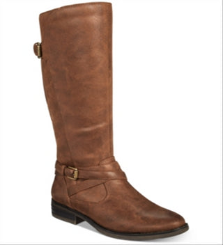 Botas de montaria altas Baretraps Alysha de couro sintético femininas, marrom, tamanho 5 M