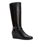 Botas femininas Giani Bernini com salto alto e zíper, bico redondo e fivela, tamanho 5,5 M