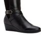 Botas femininas Giani Bernini com salto alto e zíper, bico redondo e fivela, tamanho 5,5 M
