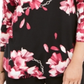 Camiseta feminina manga comprida estampa floral JM Collection preta tamanho pequeno