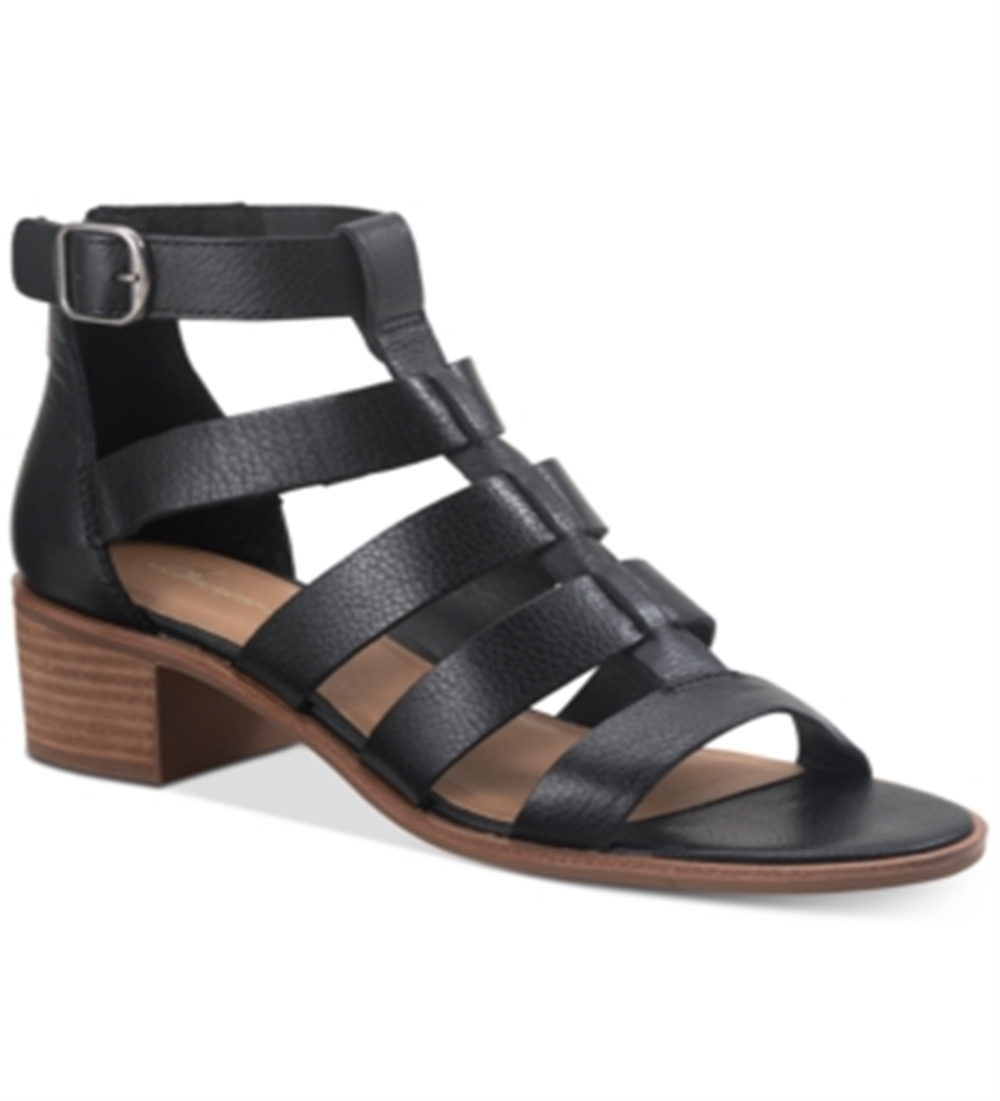 Sandálias femininas American Rag Sonia Suede Peep Toe casuais com tira no tornozelo, pretas, tamanho 7,5 M
