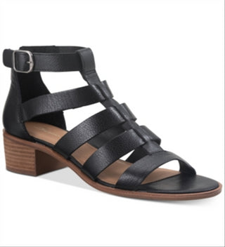 Sandálias femininas American Rag Sonia Suede Peep Toe casuais com tira no tornozelo, pretas, tamanho 7,5 M