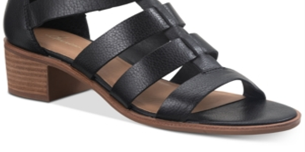 Sandálias femininas American Rag Sonia Suede Peep Toe casuais com tira no tornozelo, pretas, tamanho 7,5 M