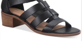 Sandálias femininas American Rag Sonia Suede Peep Toe casuais com tira no tornozelo, pretas, tamanho 7,5 M