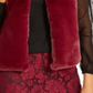 Colete de pele sintética feminino Thalia Sodi, vermelho, tamanho médio