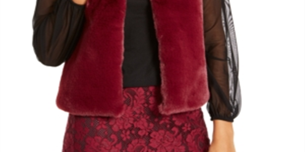 Colete de pele sintética feminino Thalia Sodi, vermelho, tamanho médio