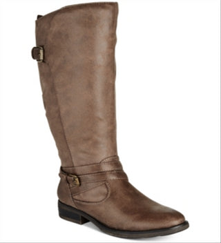 Botas de montaria altas Baretraps Alysha de couro sintético femininas, tamanho 9,5, marrom