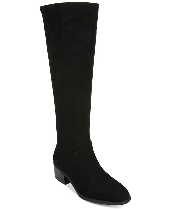 Botas de montaria femininas Bar III Vayla de camurça sintética até o joelho, pretas, tamanho 5,5M-WC