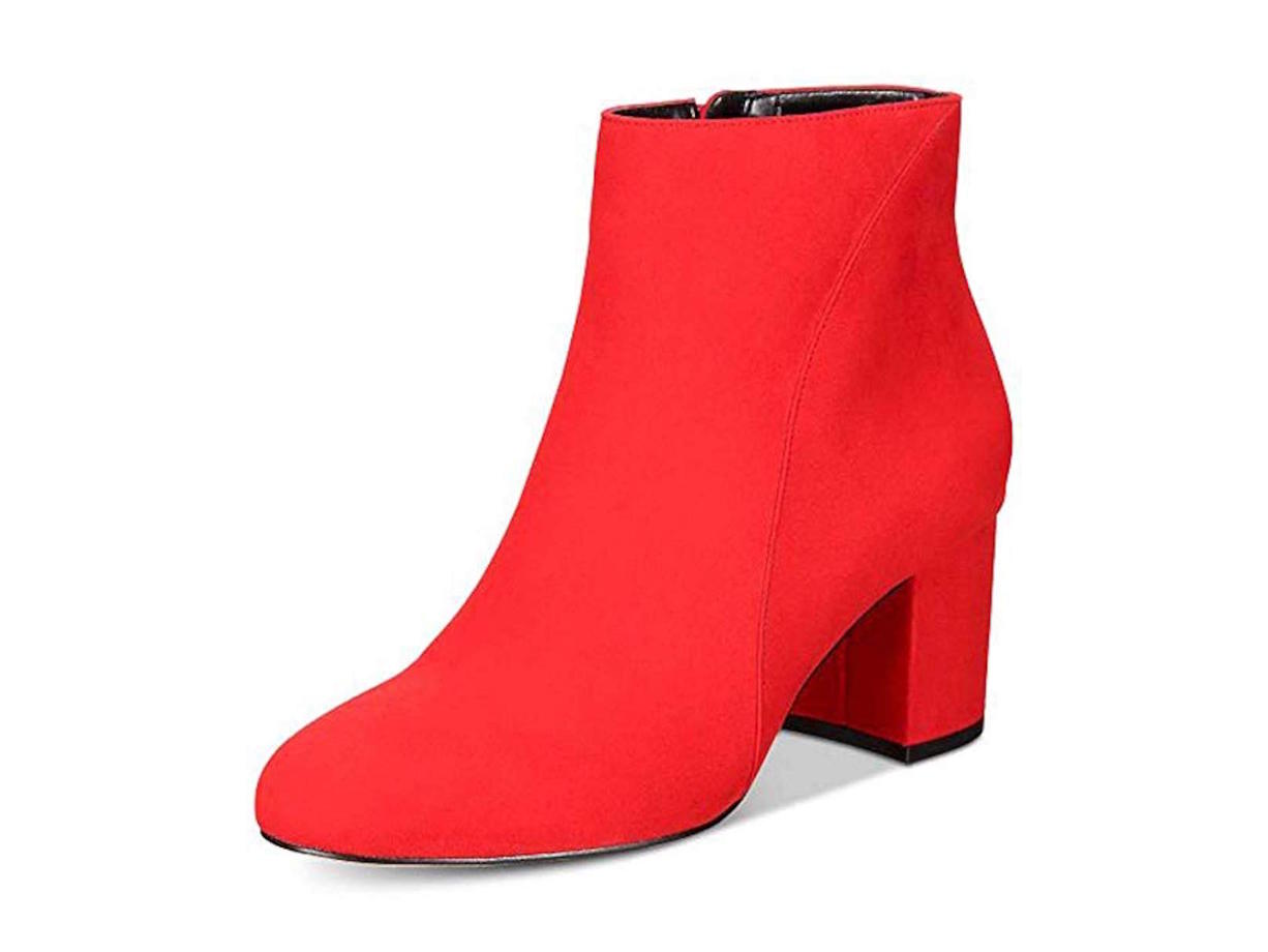 Botas femininas INC International Concepts Floriann Fabric com bico amendoado e cano curto, tamanho 5,5 M, vermelhas