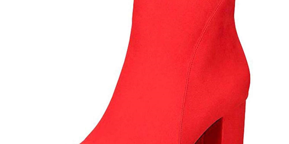 Botas femininas INC International Concepts Floriann Fabric com bico amendoado e cano curto, tamanho 5,5 M, vermelhas