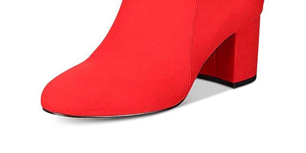 Botas femininas INC International Concepts Floriann Fabric com bico amendoado e cano curto, tamanho 5,5 M, vermelhas