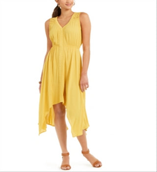 Vestido feminino estilo &amp; co com bainha de lenço, amarelo, tamanho médio