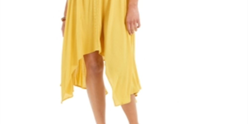 Vestido feminino estilo &amp; co com bainha de lenço, amarelo, tamanho médio