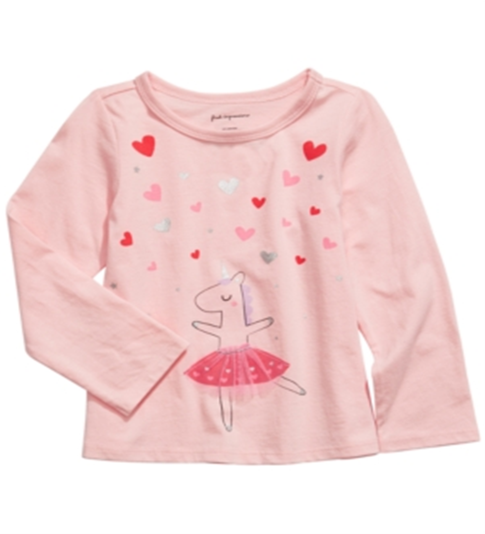Camiseta Unicórnio Dançante para Meninas First Impressions Rosa Tamanho 3-6M