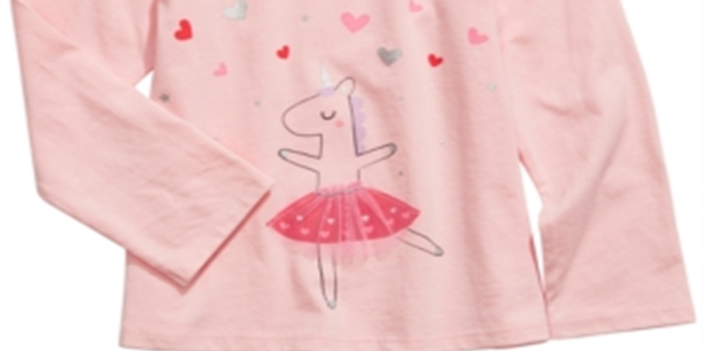 Camiseta Unicórnio Dançante para Meninas First Impressions Rosa Tamanho 3-6M