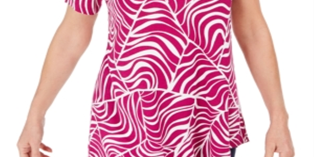 Camiseta feminina estampada manga curta JM Collection rosa tamanho pequeno