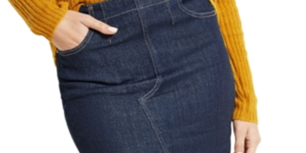 Saia lápis feminina Guss na altura do joelho, azul, tamanho grande