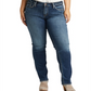 Calça jeans feminina Suki reta, azul, tamanho 16x30, da Silver Jeans Co.