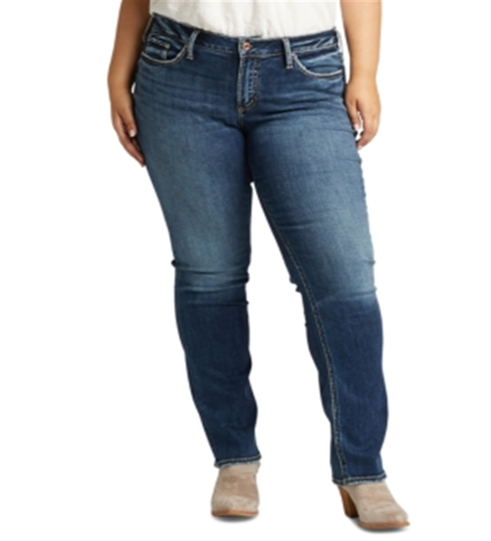 Calça jeans feminina Suki reta, azul, tamanho 16x30, da Silver Jeans Co.