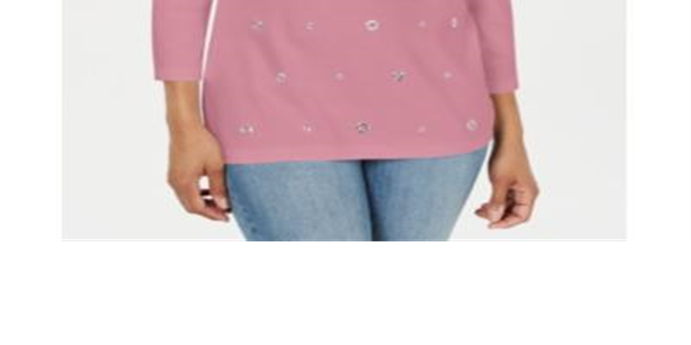 Karen Scott Top Feminino de Algodão com Ilhós Rosa Tamanho Grande