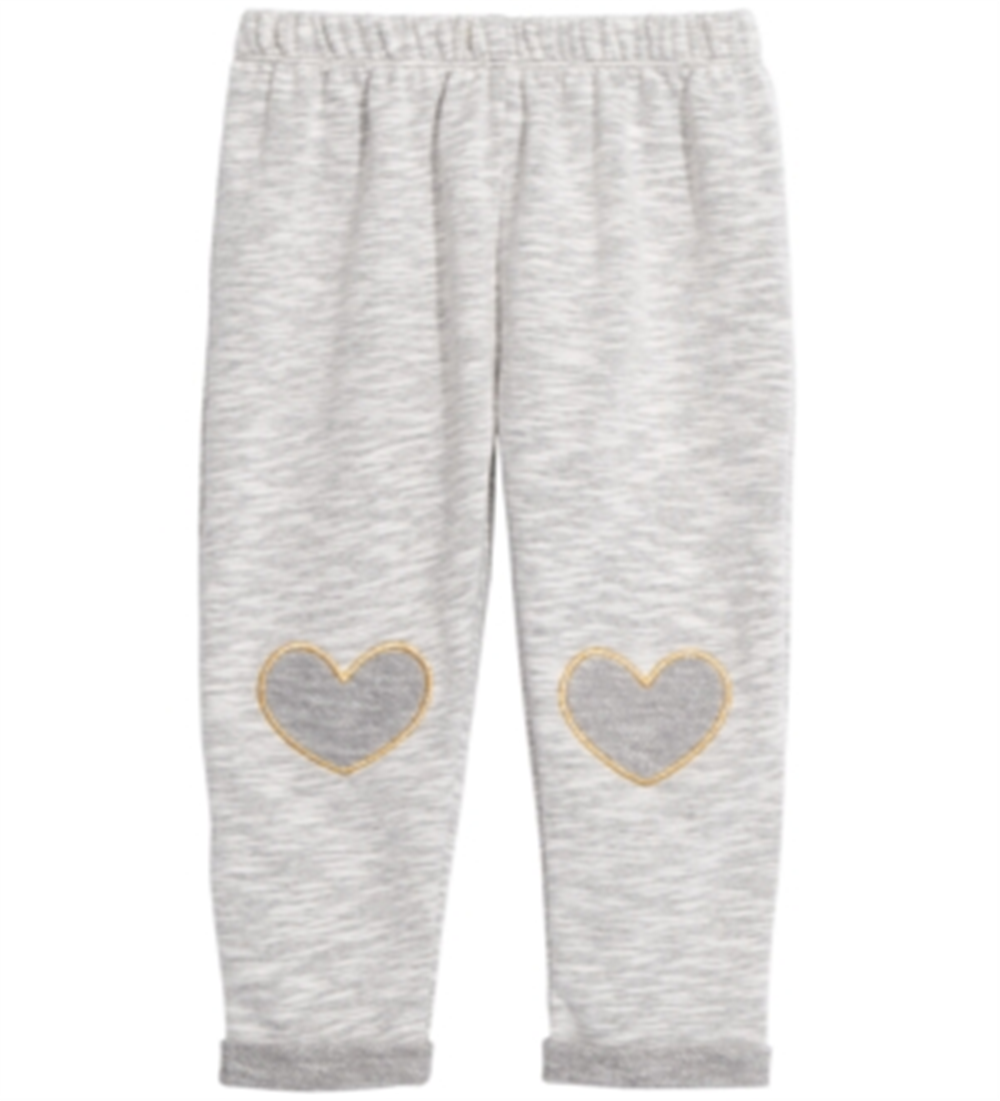 Calça jogger infantil com estampa de coração First Impressions para meninas, cinza, tamanho 3T