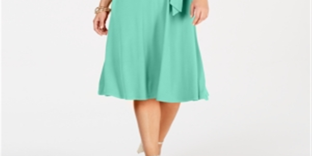 Vestido midi feminino Charter Club com amarração na cintura, verde, tamanho GG