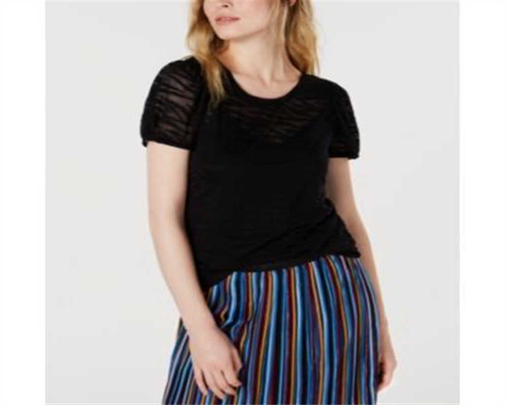 Blusa feminina com estampa de zebra e estampa de zebra da INC International Concepts, preta, tamanho pequeno médio