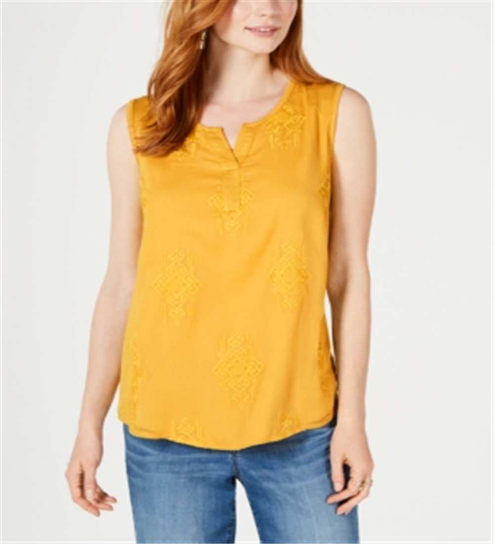 Blusa sem mangas com decote redondo e joia estilo &amp; co, amarela, tamanho pequeno