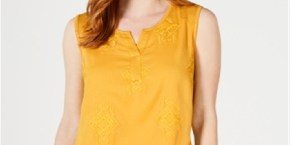 Blusa sem mangas com decote redondo e joia estilo &amp; co, amarela, tamanho pequeno