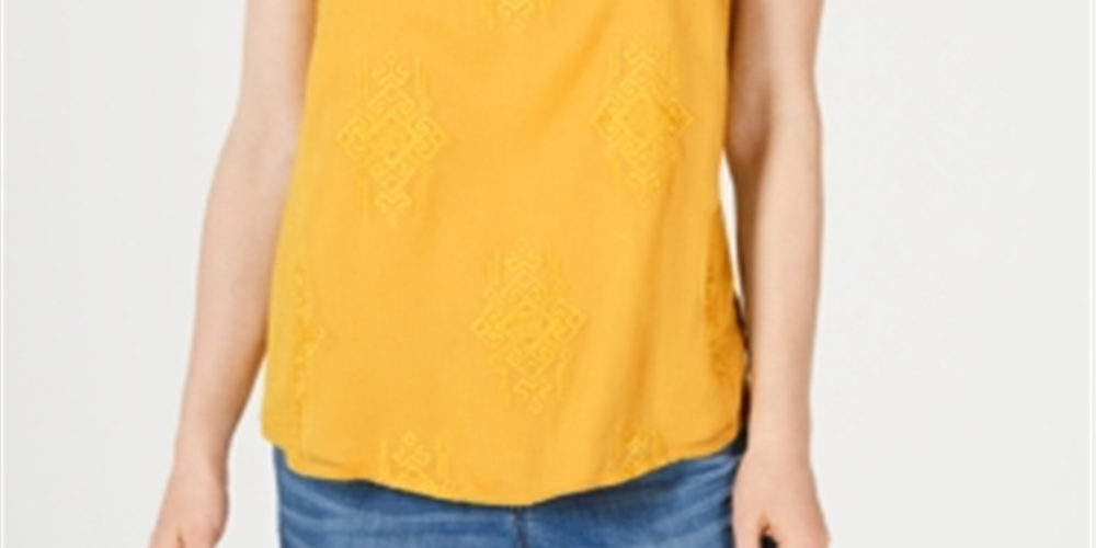 Blusa sem mangas com decote redondo e joia estilo &amp; co, amarela, tamanho pequeno
