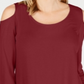JM Collection Top feminino com ombros descobertos, vermelho, tamanho XX-G