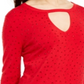 Suéter feminino com decote em V e tachas INC International Concepts, tamanho pequeno, vermelho, médio