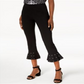 Calça feminina com babados e tachas da INC International Concepts, preta, tamanho 0, pequena