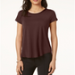 Blusa de noite feminina Alfani, lisa, manga curta, marrom, pequena, pequena