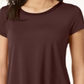 Blusa de noite feminina Alfani, lisa, manga curta, marrom, pequena, pequena