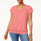 Top feminino com bainha listrada JM Collection, amarelo, tamanho pequeno, médio