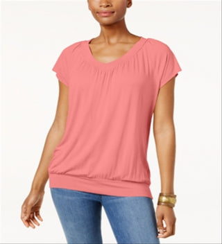 Top feminino com bainha listrada JM Collection, amarelo, tamanho pequeno, médio