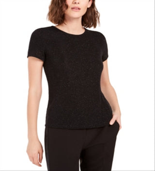 Bar III Women's Textured Sparkle Top Black Size X-Small