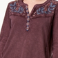 Blusa feminina estilo &amp; co de algodão bordado com mangas curtas e abas, vermelha, tamanho X-S