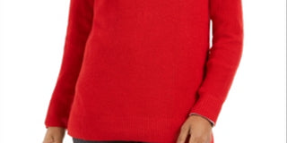 Camiseta feminina lisa de manga comprida com decote em V, tamanho XX-G, vermelha